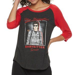 🆕Stranger Things Babysitter Service Steve Harrington Raglan T-Shirt